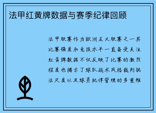 法甲红黄牌数据与赛季纪律回顾